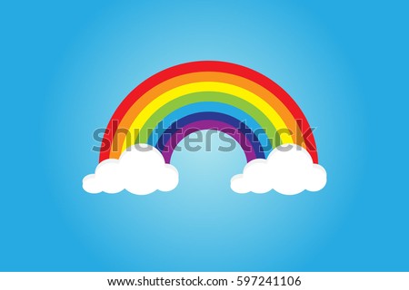 Color Rainbow With Clouds, With Gradient Mesh, Vector Illustration Foto d'archivio © 