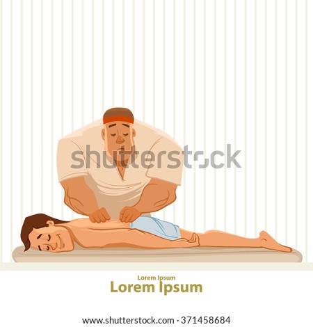 man getting a massage, cartoon characters, spa, relaxation, wellness salon, vector illustration