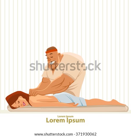 getting a massage, cartoon characters, spa, relaxation, wellness salon, vector illustration, woman
