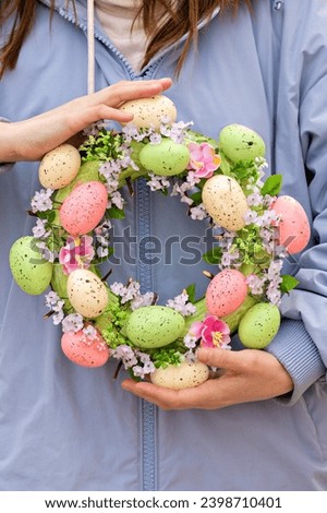 Similar – Image, Stock Photo Faceless woman preparing eggs with whisk in kitchen