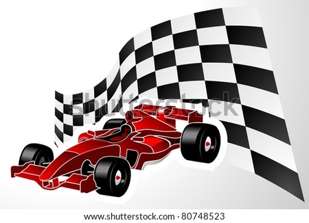 Red formula one car with flag | Stock Images Page | Everypixel