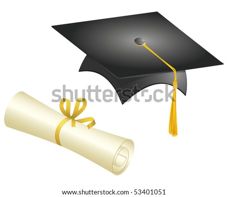 Graduation Cap And Diploma. Each Element On Separate Layers For Easy ...
