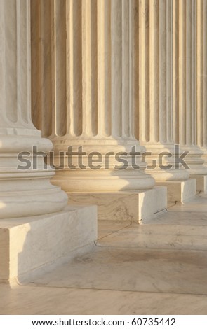 US Supreme Court Architecture Detail. Critical focus on middle pillar.