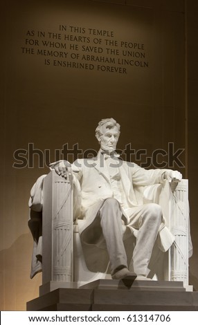 Lincoln Memorial in Washington DC. Close up of torso and head. Focus on face.