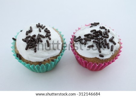homemade cupcakes on a white background isolated