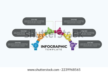 Vector Infographic arrow design with 6 steps or option, process. Infographics for business concept. Can be used for presentations banner, layout, workflow, flow chart, process diagram, info graph	
