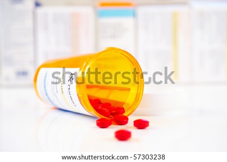 RX prescription drug bottle selective focus