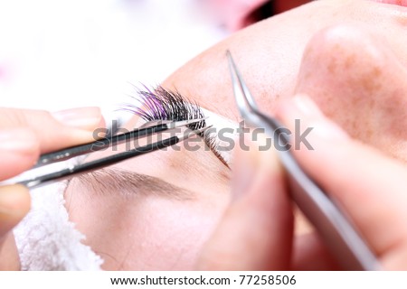 Making artificial long color lashes, professional eyelashes extension