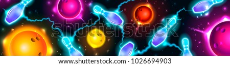 Bowling abstract background, space bowling pins and ball. Vector illustration.