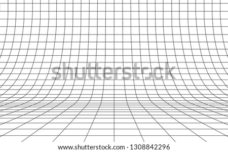Grid curved background empty in
perspective, vector illustration.