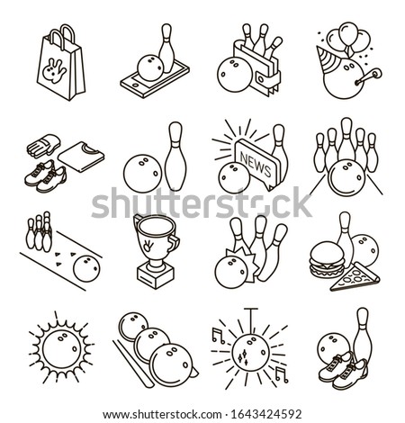 Bowling icon set thin line icons set, Vector illustration.