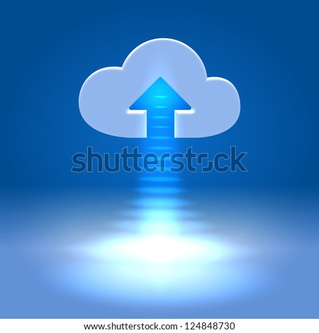 Ready to upload cloud - futuristic media  wireless technology illustration