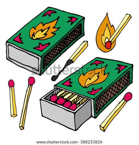 Open Matchbox with Matches Vector Image | Download Free Vector Art ...