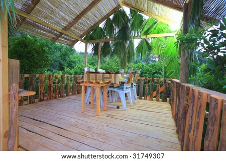 the pretty outside restaurant exterior with nature green atmosphere