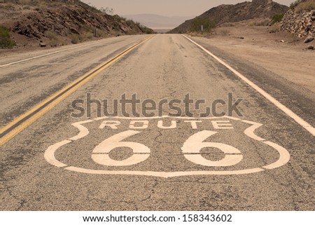 Historic Route 66 crossing the Mojave Desert in California
