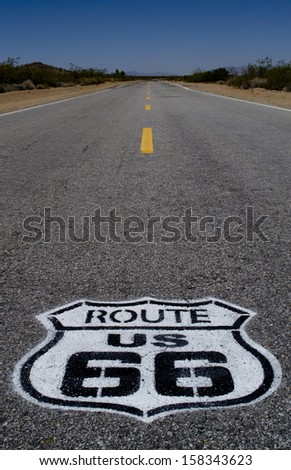 Endless roads of Route 66 in Arizona desert, USA