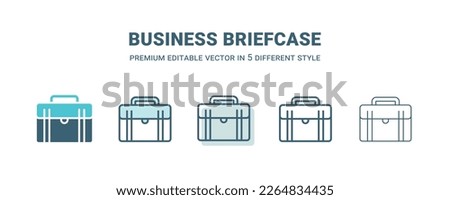 business briefcase icon in 5 different style. Outline, filled, two color, thin business briefcase icon isolated on white background. Editable vector can be used web and mobile
