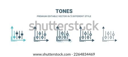 tones icon in 5 different style. Outline, filled, two color, thin tones icon isolated on white background. Editable vector can be used web and mobile
