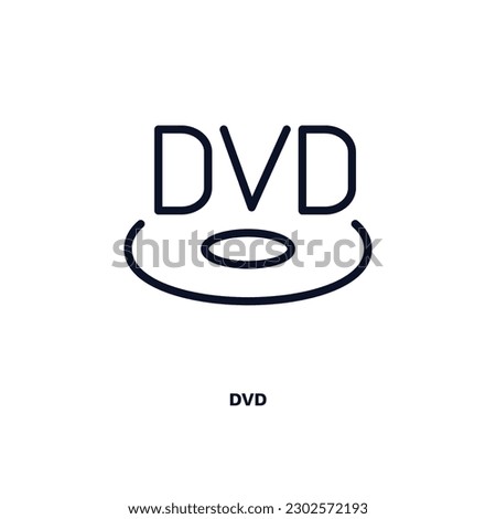 dvd logo icon. Thin line dvd logo icon from cinema and theater collection. Outline vector isolated on white background. Editable dvd logo symbol can be used web and mobile