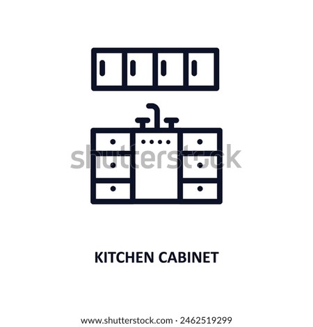 kitchen cabinet icon. Thin line kitchen cabinet icon from kitchen collection. Outline vector isolated on white background. Editable kitchen cabinet symbol can be used web and mobile