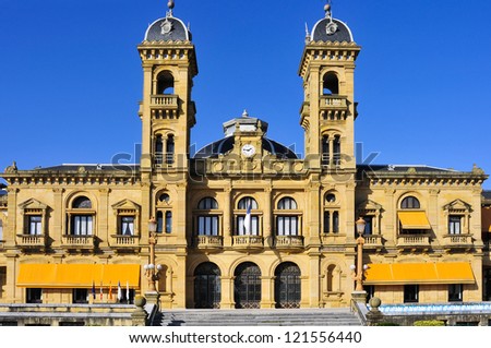 SAN SEBASTIAN, SPAIN - NOVEMBER 15: City Council on November 15, 2012 in San Sebastian, Spain. Its premises are located in the former casino of the city, built up in 1887, next to the Bay of La Concha