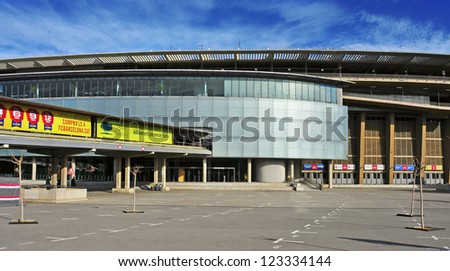 BARCELONA, SPAIN - DECEMBER 18: Nou Camp on December 18, 2012 in Barcelona, Spain. This  football stadium, the largest in Europe, has been the home of Futbol Club Barcelona since 1957