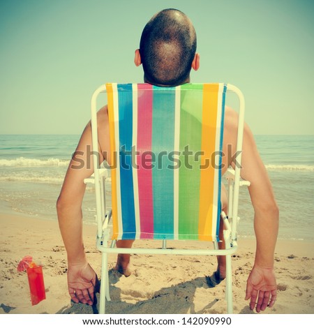 Similar – Image, Stock Photo Man chilling on deckchair in sunshine