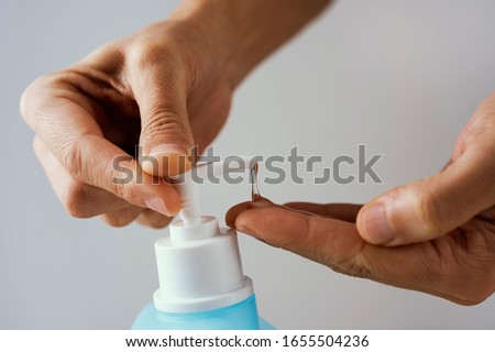 Similar – Image, Stock Photo hand disinfection hygiene