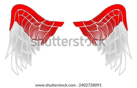 Vector wings with the colors of the Indonesian flag plus a plastic textured filter.
