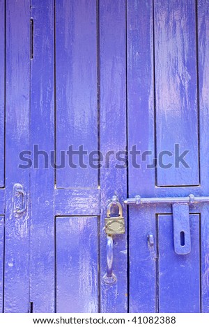 purple door with lock