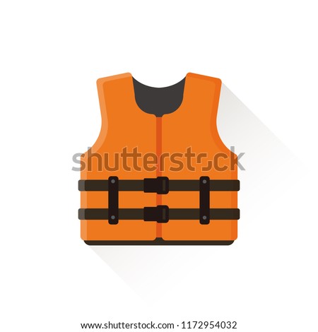 vector orange  life vest, air jacket / safety concept / isolated, circle, sign and icon template 