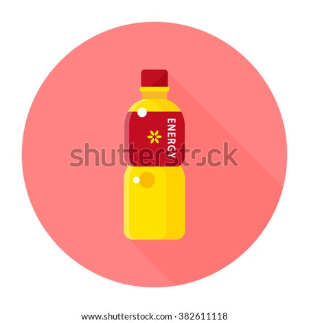 vector cute sports drink, electrolyte drink set / cartoon, flat, icon, circle / yellow and pink on white