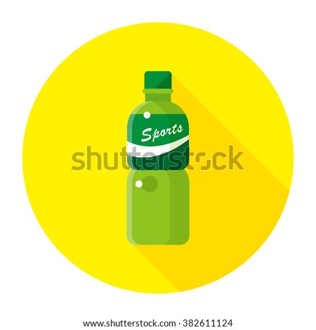 vector cute sports drink, electrolyte drink set / cartoon, flat, icon, circle / green and yellow on white