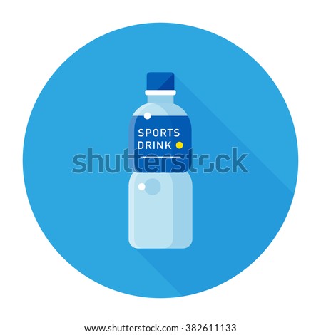 vector cute sports drink, electrolyte drink set / cartoon, flat, icon, circle / blue on white