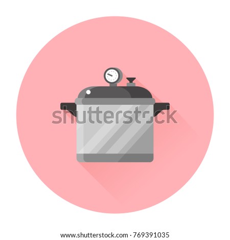 vector pressure cooker with timer / flat, isolated, sign and icon template 