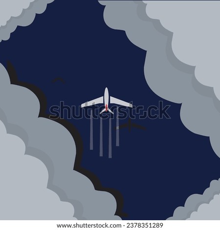 plane with cloud on top of the sea illustration vector design with adobe illustrator