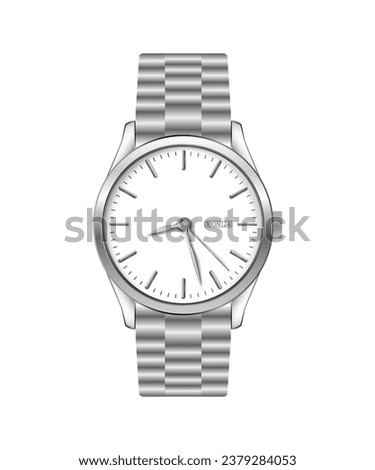 watch art design luxury elegant steel fashion metal blue men clock hand time timer elegance business minute second isolated white background vector template