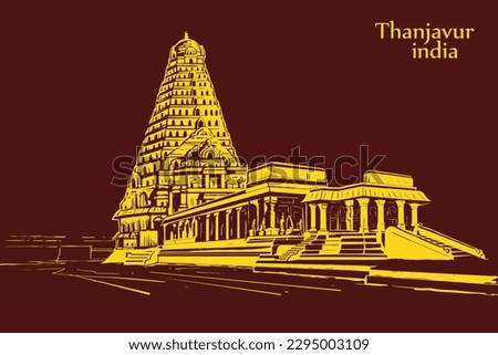 The Temple of Tanjore is by far the grandest Chola temple in India vector illustration.