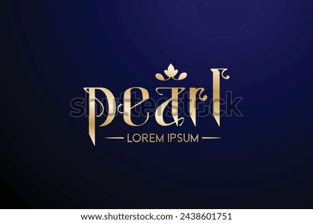 Pearl logo design, Crown golden logo unit, Blue colour background, nice font Pearl logo vector.