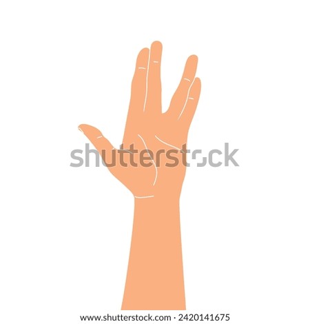 Vulcan salute gesture. Live long and prosper hand sign. Vector illustration 