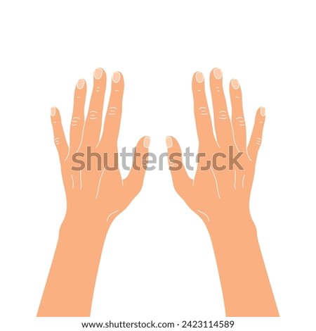 Arms extended forward. Back of hand. Vector illustration