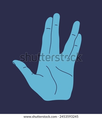 Hand making Vulcan salute gesture. Live long and prosper hand sign isolated. Vector illustration