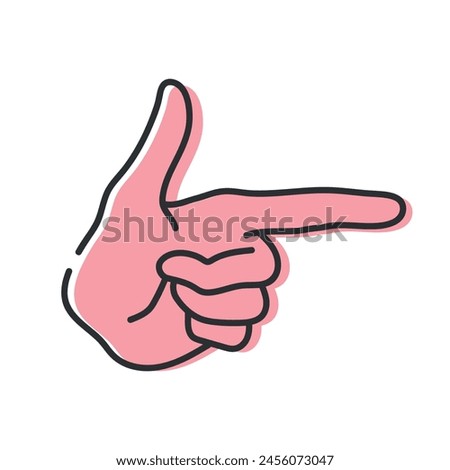 Hand with index finger line icon. Hand with pointing finger isolated on white background. Vector illustration