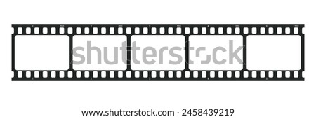 Movie long film strip isolated on white background. Film strip template. Cinema and filmmaking concept. Vector illustration 