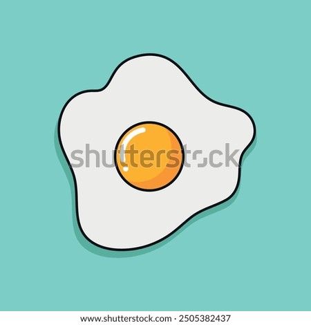 Simple fried egg line icon isolated on blue background. Healthy breakfast. Vector illustration