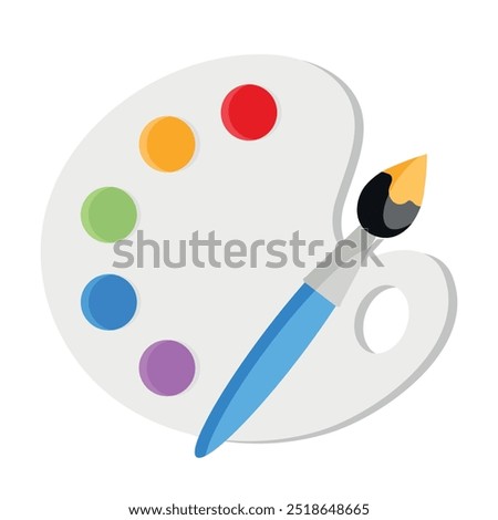 Watercolor painting palette and brush icon. Painting art tool icon. Vector illustration