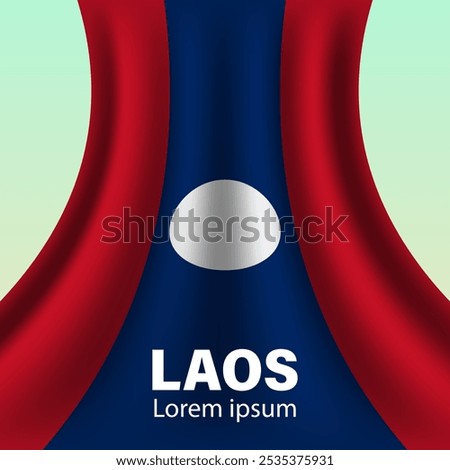 Waving flag of Laos. Illustration of Asian country flag on flagpole. Vector  isolated