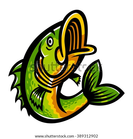 Jumping Bass Fish Vector Icon - 389312902 : Shutterstock