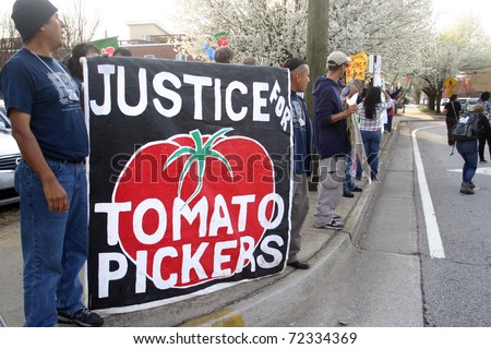 ATLANTA, GA - MAR. 2: The Coalition of Immokalee Workers (CIW) stages a protest on March 2, 2011, at a Publix supermarket in Atlanta over wages and working conditions for tomato pickers in Florida.