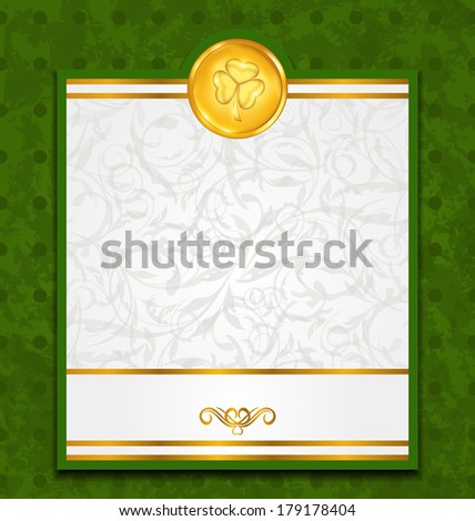Illustration celebration card with coin for St. Patrick's Day - vector